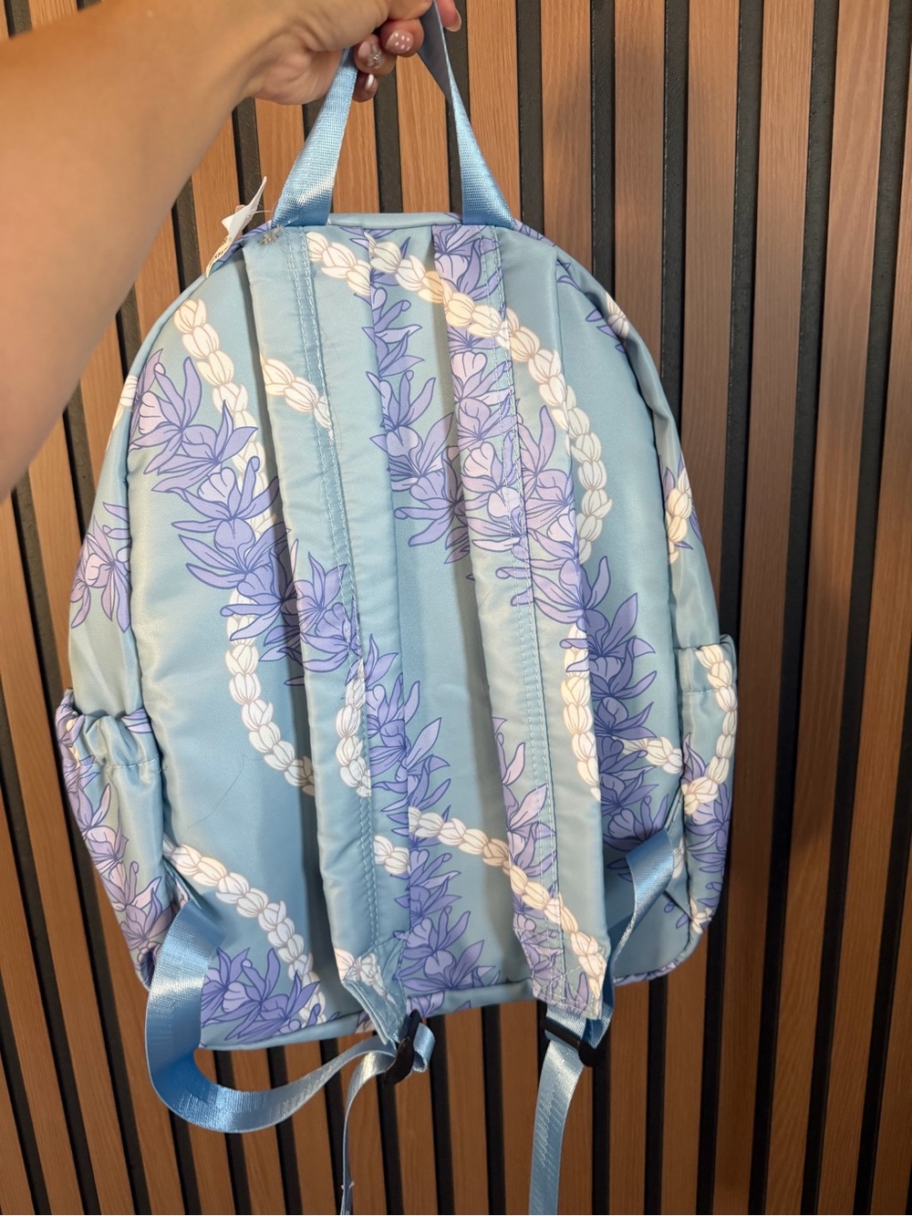 Hawaiian Light Blue Floral Rope-Print Women's Backpack - Picture 5 of 7